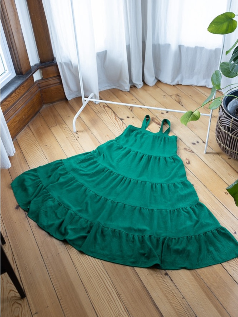 Max Studio Emerald Green Tiered Sundress with Straps